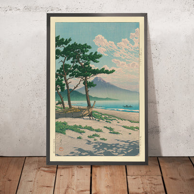 A framed image of Pines at Miho Seashore by Hasui Kawase, 1935