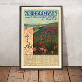 Italienische Seen Reiseplakat: Gotthard-Bahn, Lago Maggiore, Como und Lugano, 1908 