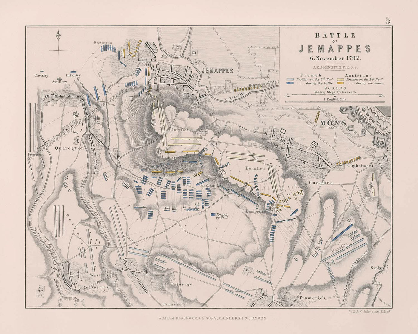 Bataille de Jemappes le 6 novembre 1792 par AK Johnston, 1792