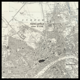 Mappa antica personalizzata di Newcastle upon Tyne 