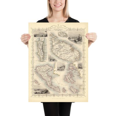 Old Map of the British Empire in the Mediterranean, 1851: Gibraltar, Malta, Corfu, Zante, Etc.