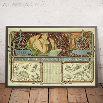 A framed image of F. Guillot-Pelletier Orléans Calendar by Alphonse Mucha, 1898