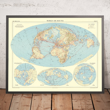 Carte des routes aériennes du monde dans de nombreuses projections différentes par Bartholomew, 1957 