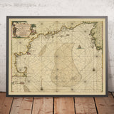 Alte nautische Karte von Neuengland von van Keulen, 1695: Cape Cod, Nantucket, Acadia (Nova Scotia) 