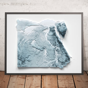 A framed image of a 3D style topographic relief map ofEgypt