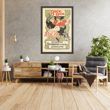 A framed image of Adlerbrauerei Vintage Bock Beer Poster by Gustav Olms, 1900