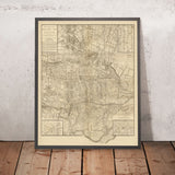 Mappa antica di Manchester di Laurent, 1793: Salford, Ancoats, Ardwick, Fiume Irwell, Fiume Medlock 