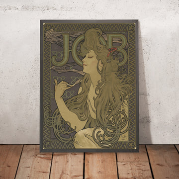 A framed image of Job Rolling Papers Poster by Alphonse Mucha, 1897
