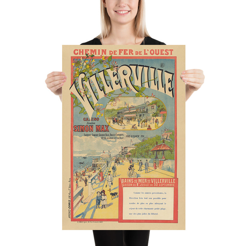 Villerville Travel Poster: Chemin de Fer de l’Ouest by Imp. Camis, 1890