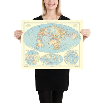 World Air Routes Map in Many Different Projections by Bartholomew, 1957