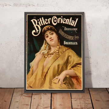 A framed image of Bitter Oriental Vintage Bitters Poster, 1885