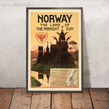 Norwegen Reiseplakat: Das Land der Mitternachtssonne von Othar Holmboe, 1905 