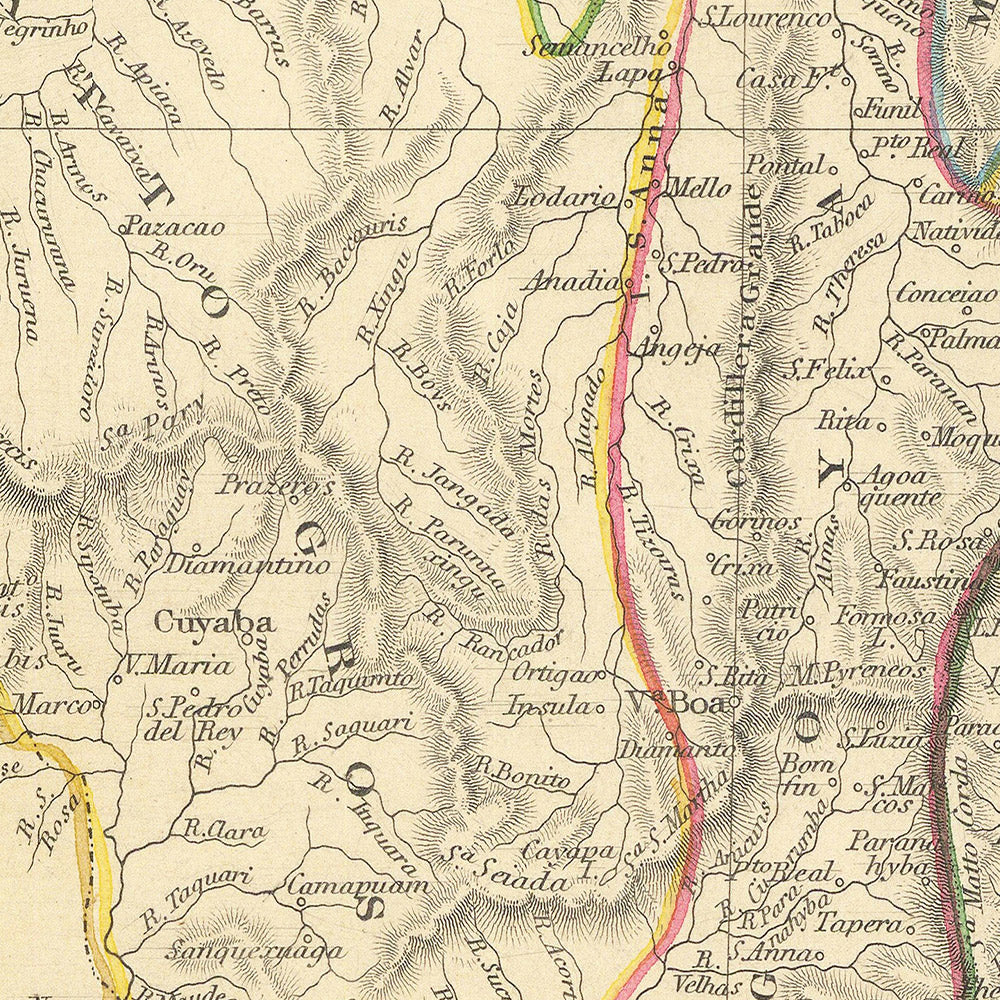 Old Map of Brazil by Tallis, 1851: Amazon River, Rio de Janeiro, São Paulo, Salvador, Atlantic Coast
