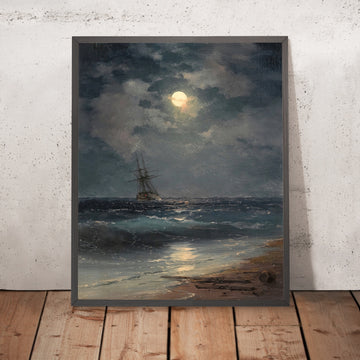 A framed image of Ship by Moonlight by Ivan Konstantinovich Aivazovsky, 1817