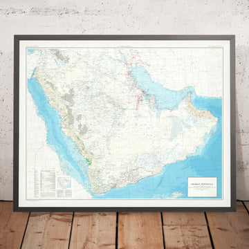 Große geologische Ölkarten der Arabischen Halbinsel: Pipelines, Dubai, Kuwait, Katar 
