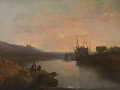 Harlech Castle, from Tygwyn Ferry, Summer’s Evening Twilight by Turner, 1799
