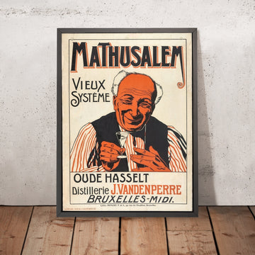 A framed image of Mathusalem Oude Hasselt Vintage Drinks Advertising Poster, 1903