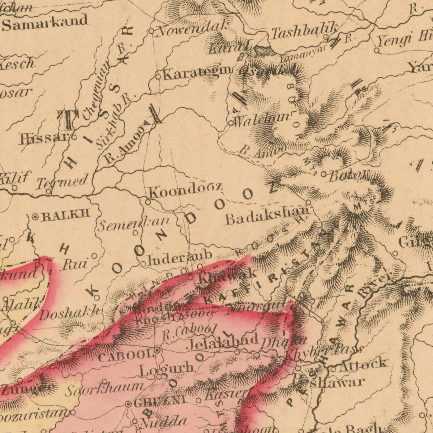 Old Map of Persia & Arabia by Colton, 1857: Middle East, Persian Gulf, Zagros Mountains