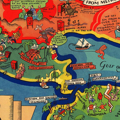 Old Short Wave Radio World Map by Turzak, 1932: Global Communications