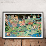 The Land of Make Believe by Hess, 1930: pictorial fairy-tale world, color lithograph, bird's-eye view