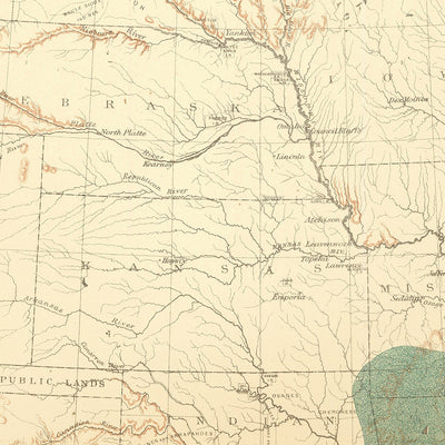 Old Map of Chestnut & Chinquapin Tree Distribution in the USA, 1884