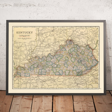 Alte Auto-Trails-Karte von Kentucky, 1920: Louisville, Lexington, Covington, Ohio River, Elektrische Linien 