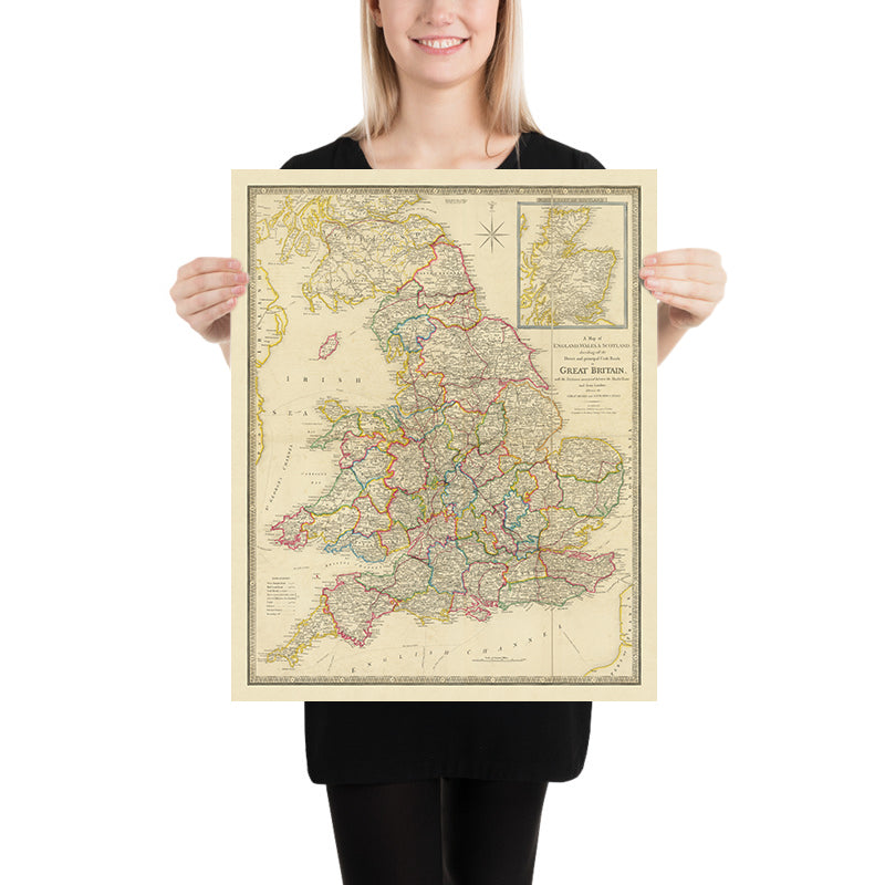 Old County Map of England & Wales by Wyld, 1842: Turnpikes & Mail Coach Roads
