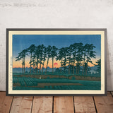 Coucher de soleil à Ichinokura, Ikegami par Hasui Kawase, 1935 