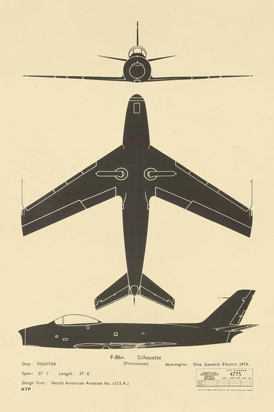 US F-86 Sabre: Cold War Aircraft Identification Chart, 1948