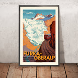 Póster de viaje de los Alpes suizos: Furka-Oberalp 