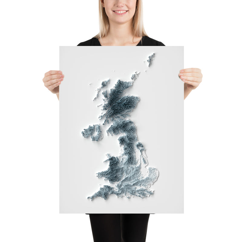 Mappa topografica 3D del Regno Unito 