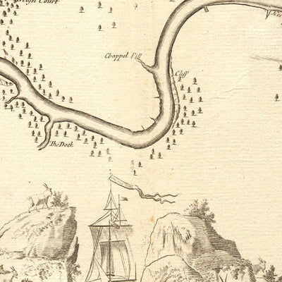 Old Nautical Map of Bristol, River Avon & Severn Estuary by Collins, 1774: William III Landing, Portishead