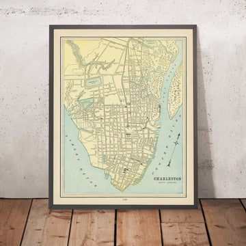 Old Map of Charleston, SC by Cram 1900: King & Meeting, Battery, Hampton Park, Citadel, Cooper River