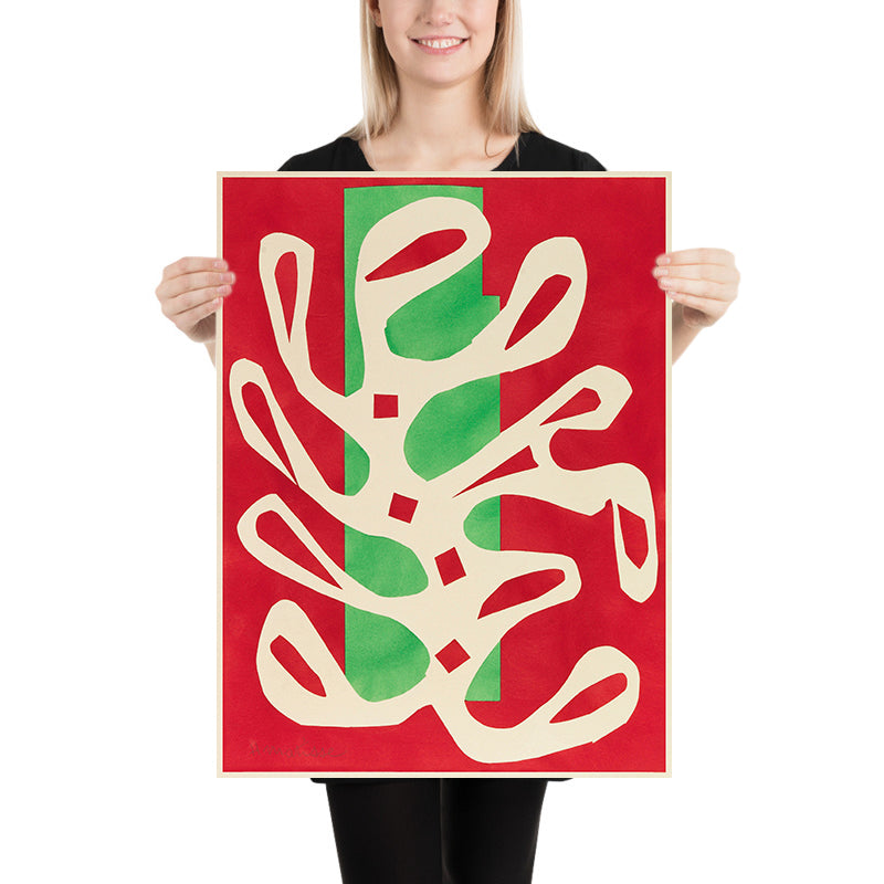 Weiße Algen auf rotem und grünem Hintergrund (White Seaweed on a Red and Green Background) von Henri Matisse, 1947 