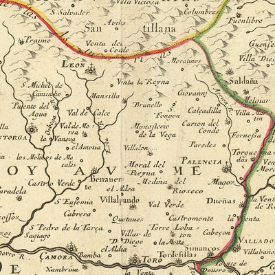 Alte Karte von Nordspanien von Sanson, 1652: Burgos, Valladolid, Fluss Duero, Golf von Biskaya, Grenzen