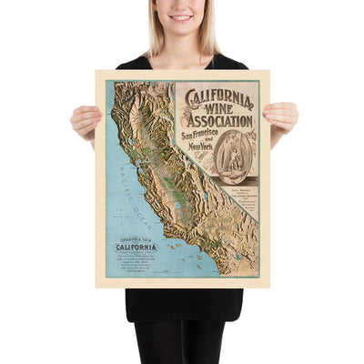 Mapa topográfico antiguo de California, 1903: Los Ángeles, San Francisco, Napa, Sonoma, Océano Pacífico