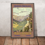 Locandina di viaggio di Adelboden: Berner Oberland, 1400 m di Carlo Pellegrini, 1910 