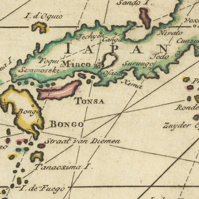 Old Map of the Indian Ocean & East Indies by François Valentijn, 1724: Dutch VOC Trade Routes, Early Australia