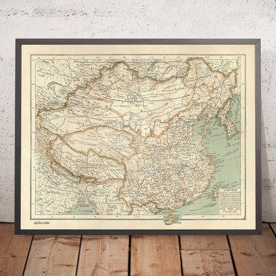 Arabic Map of China and Mongolia by Hafiz Ali Esref, 1896: Beijing, Yangtze River, Gobi Desert, Himalayas, Shanghai