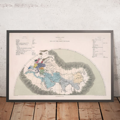 Mapa antiguo de la Primera Cruzada de Quin, 1856: Imperio alemán, Bizancio, Jerusalén, Califatos, China