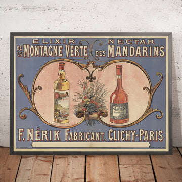 A framed image of Nectar des Mandarins Vintage Drinks Advertising Poster, 1891