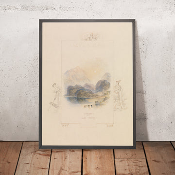 Una imagen enmarcada de Diseño para una ilustración para «La dama del lago» de Walter Scott, Loch Achray, de Turner, 1832