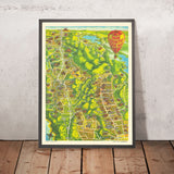 Ancienne carte des régions viticoles de Napa et Sonoma par Morales, 1981 : Santa Rosa, lac Berryessa, rivière russe 