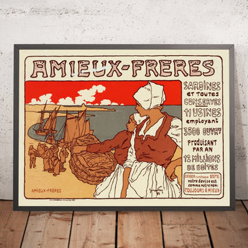 A framed image of Bières de la Meuse Poster by Alphonse Mucha, 1899
