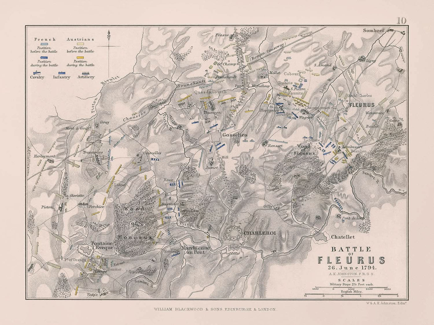 Bataille de Fleurus, 26 juin 1794 par AK Johnston, 1794