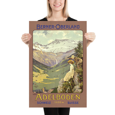 Adelboden Travel Poster: Berner Oberland, 1400m by Carlo Pellegrini, 1910
