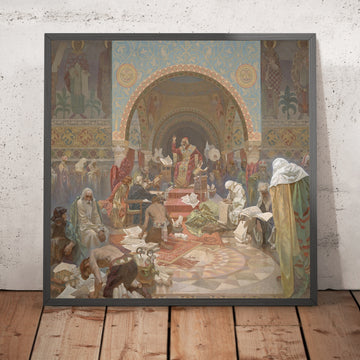 A framed image of Tsar Simeoni I of Bulgaria by Alphonse Mucha, 1923