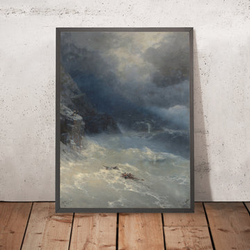 A framed image of The Storm at Cape Aya by Ivan Konstantinovich Aivazovsky, 1899