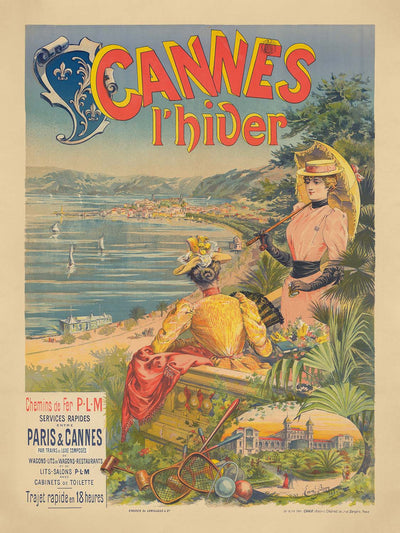 Cannes Travel Poster: L’hiver by Emmanuel Brun, 1892