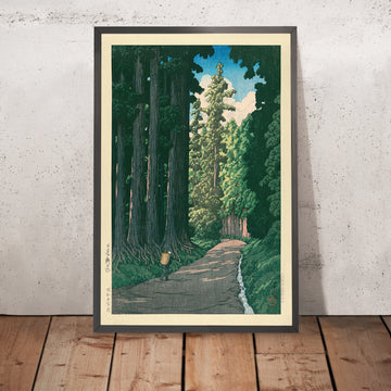 Una imagen enmarcada de The Road to Nikko de Hasui Kawase, 1935